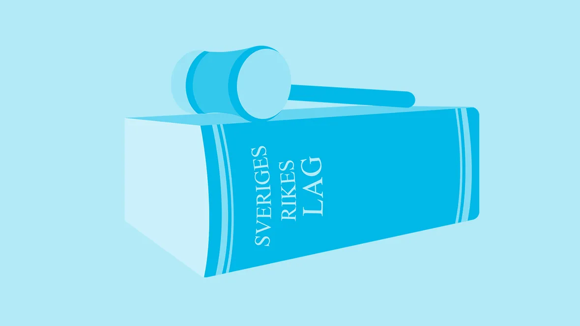 Blå grön illustrationer av en lagbok med en trähammare på