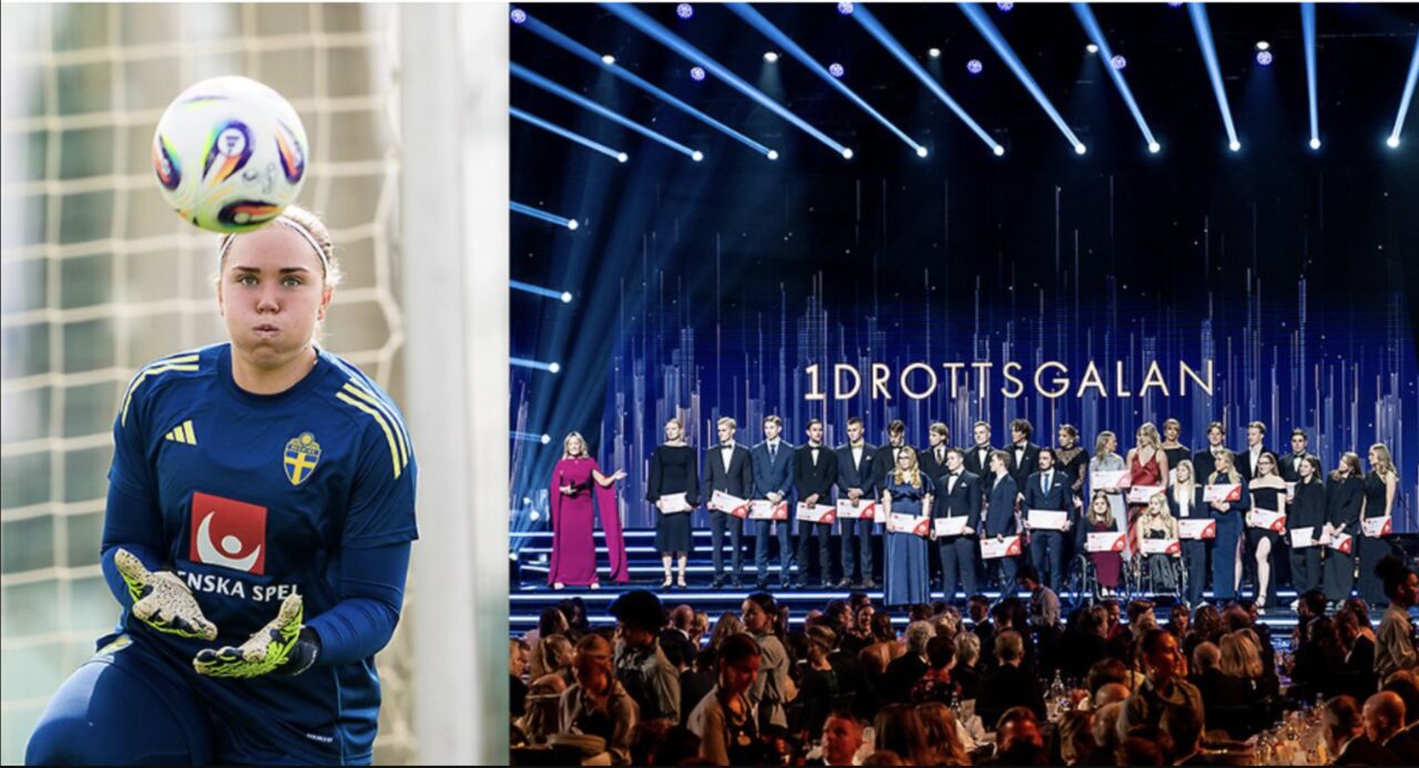 Kollage, fotbollsmålvakt och prisutdelning