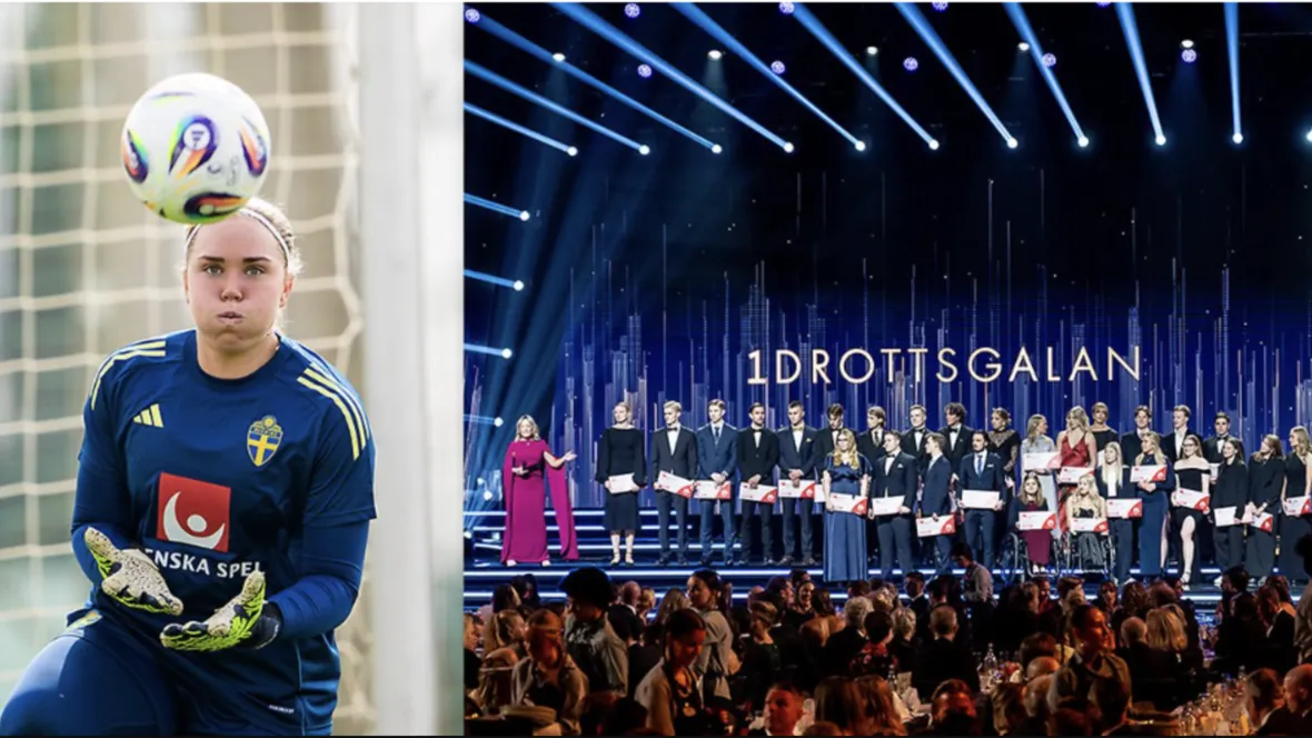 Kollage, fotbollsmålvakt och prisutdelning