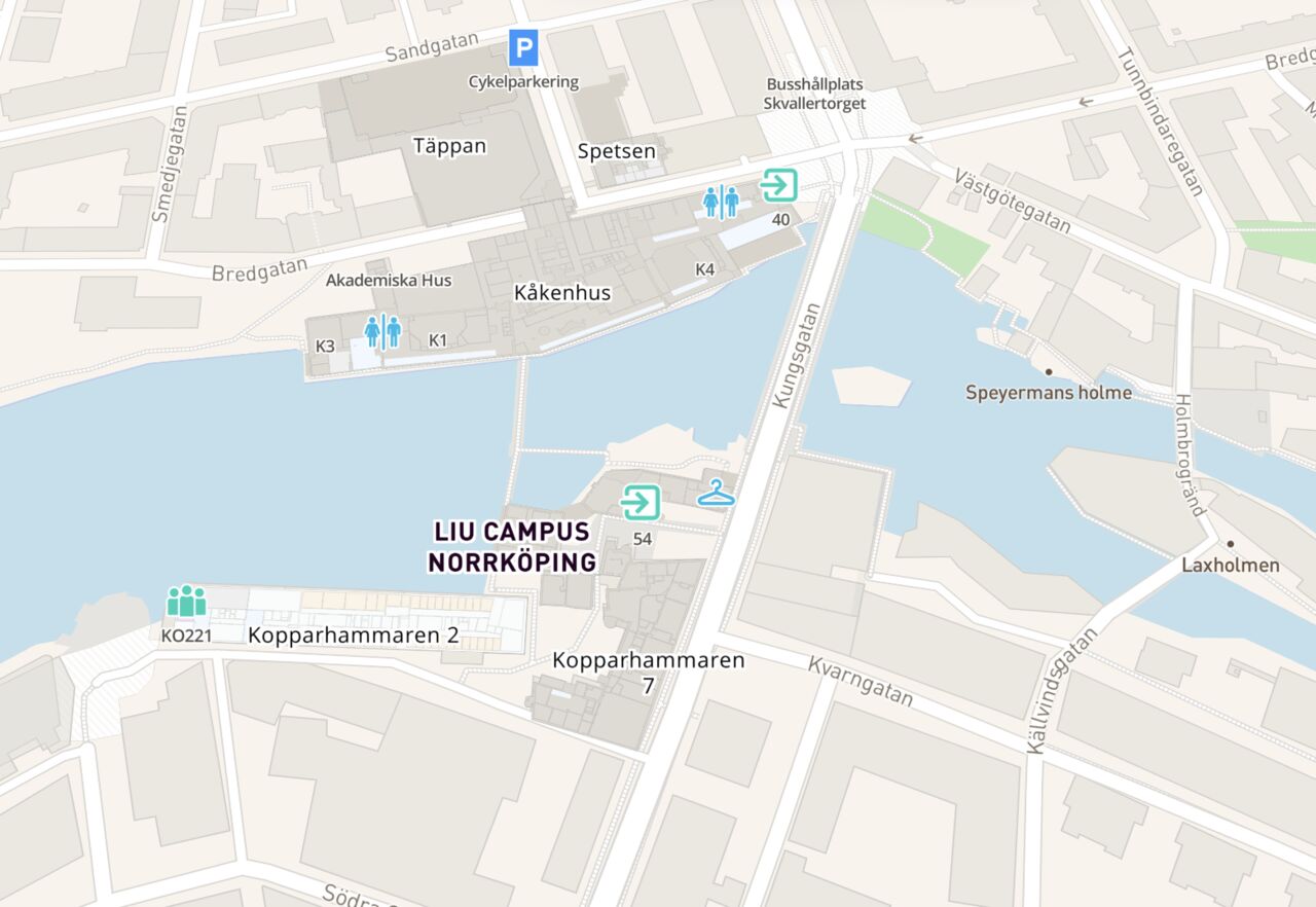 Karta över Campus Norrköping