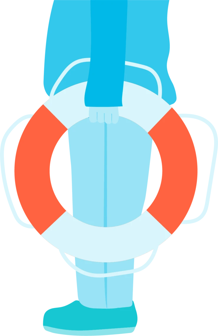 Pojke som håller i en livboj.