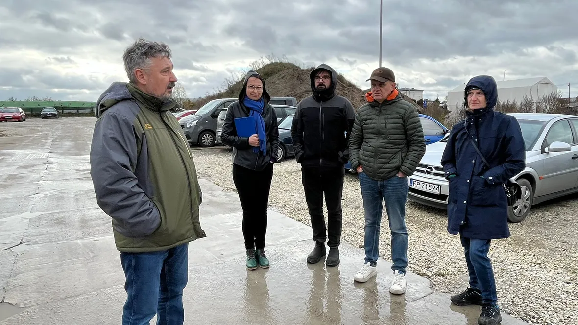 People on a parting lot