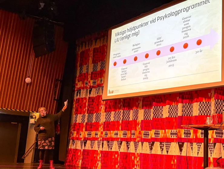 En person föreläser