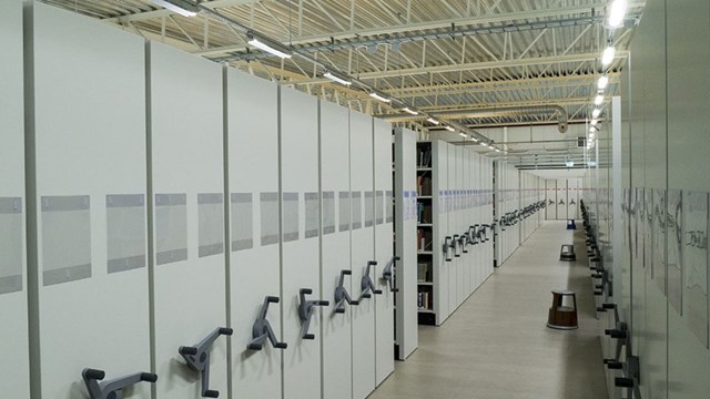 The library stacks in Bokladan with Compactus shelves.