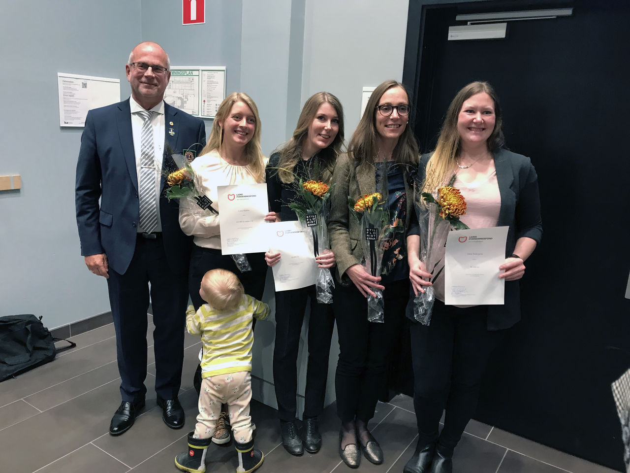 Anslagsmottagare av medel från Lions Forskningsfond mot folksjukdomar, Linda Bojmar, Ingrid Jakobsen Falk, Charlotte Ginstman och Anna Södergren samt lionsrepresentant