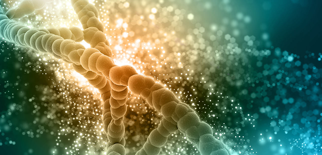3D render of a medical background with DNA strand