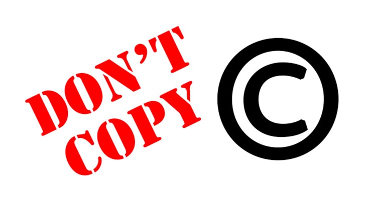 Texten "don't copy" tillsammans med upphovsrätt-symbol (c).