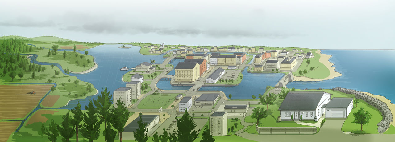 City, nature and water.