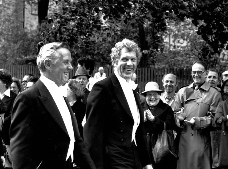 Hans Lšwbeer, Universitetskansler och Tage Danielsson 29 maj 1980 rkivbild: Per-Arne NyhlŽn