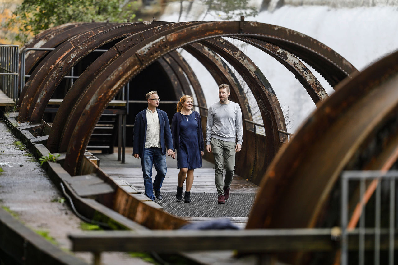 181023 Merja Willman (NorrkÃ¶pings Kommun), Mattias Hjerpe (LiU) och Erik Glaas (LiU) under Klimatsamverkanskonferensen 2018, den 23 oktober 2018 i NorrkÃ¶ping.  Foto: Peter Holgersson AB