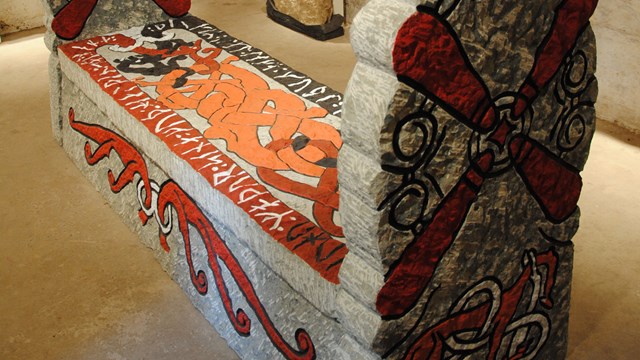 Detail of "Eskilstuna coffin" in Örberga church