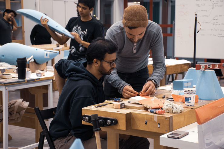 Aeuronautical engineering students building and testing their own design in the course aircraft design and prototype realisation. Autumn 2018