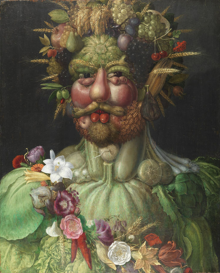 Vertumnus, god of the seasons, painted in the early 1590s by Giuseppe Arcimboldo/ Skokloster