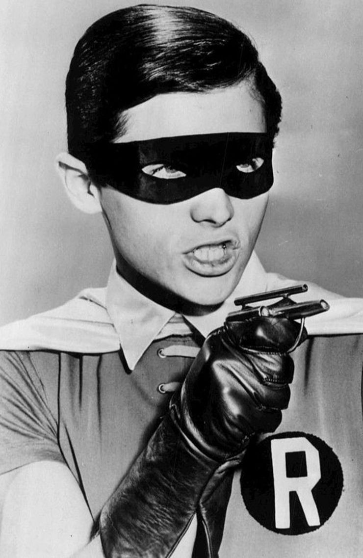 Batmans följeslagare Robin från en film 1960. Spelad av Burt Ward.