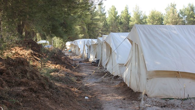 Flyktingtält på Lesbos, Grekland