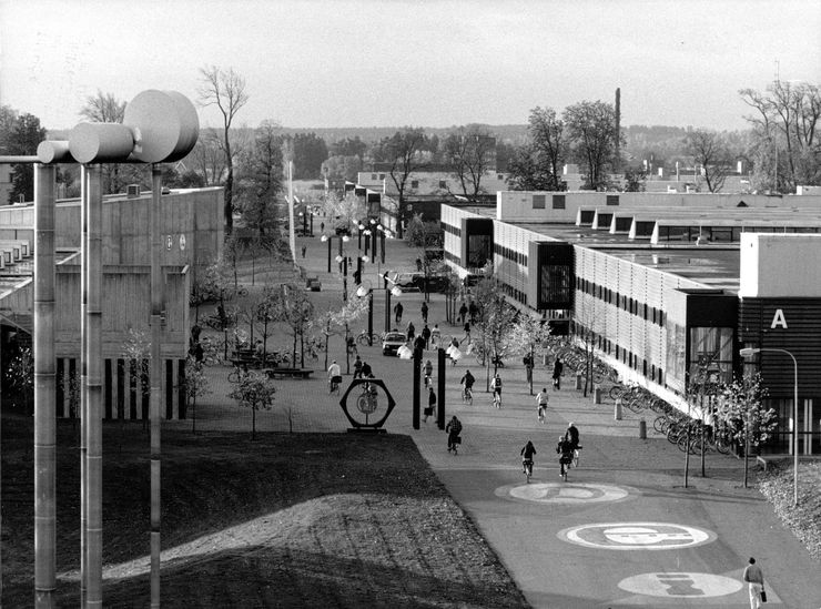 A view over the university from the 1970s