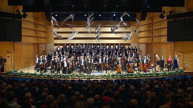 Orchestra and choir on stage