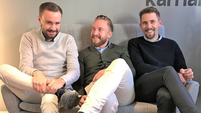 Oskar Bengtfors, Jacob Svensson och Axel Eriksson på Xamera.