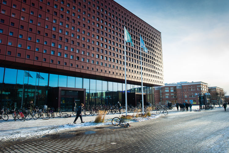 First snow at Campus Valla in Linköping, Sweden