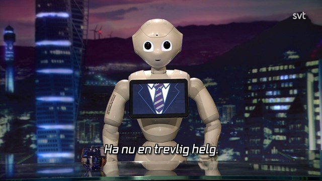 The robot Pepper in a Swedish television programme