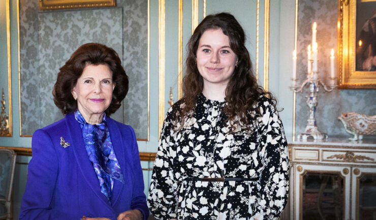 Drottning Silvia med LiU-doktoranden Elisabeth från Linköpings universitet.Paul.