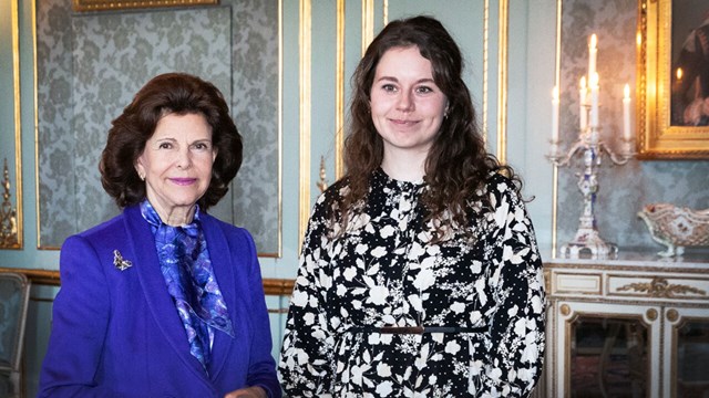 Drottning Silvia med LiU-doktoranden Elisabeth från Linköpings universitet.Paul.