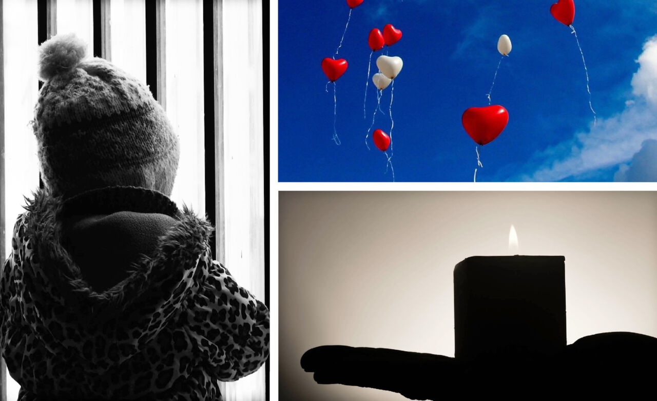Bilder som illustrerar sorg.