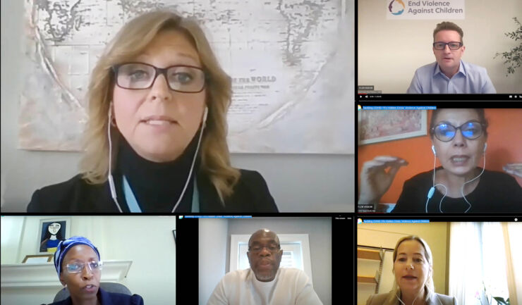 Photos of participants at the global End violence against children-webinar.