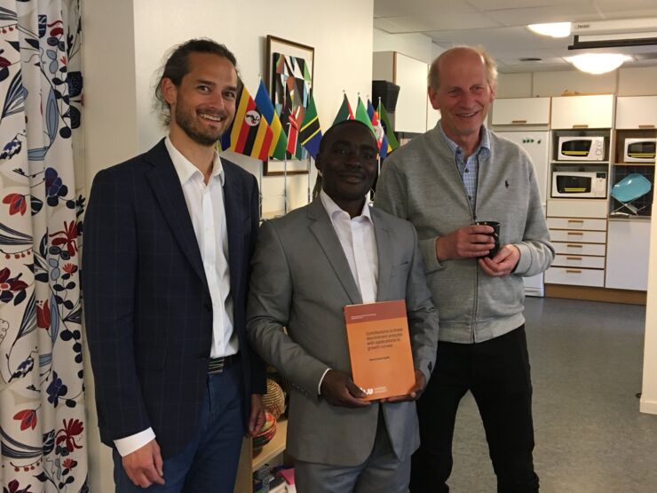 Dr. Edward Ngailo with his two supervisors Martin Singull and Dietrich von Rosen.