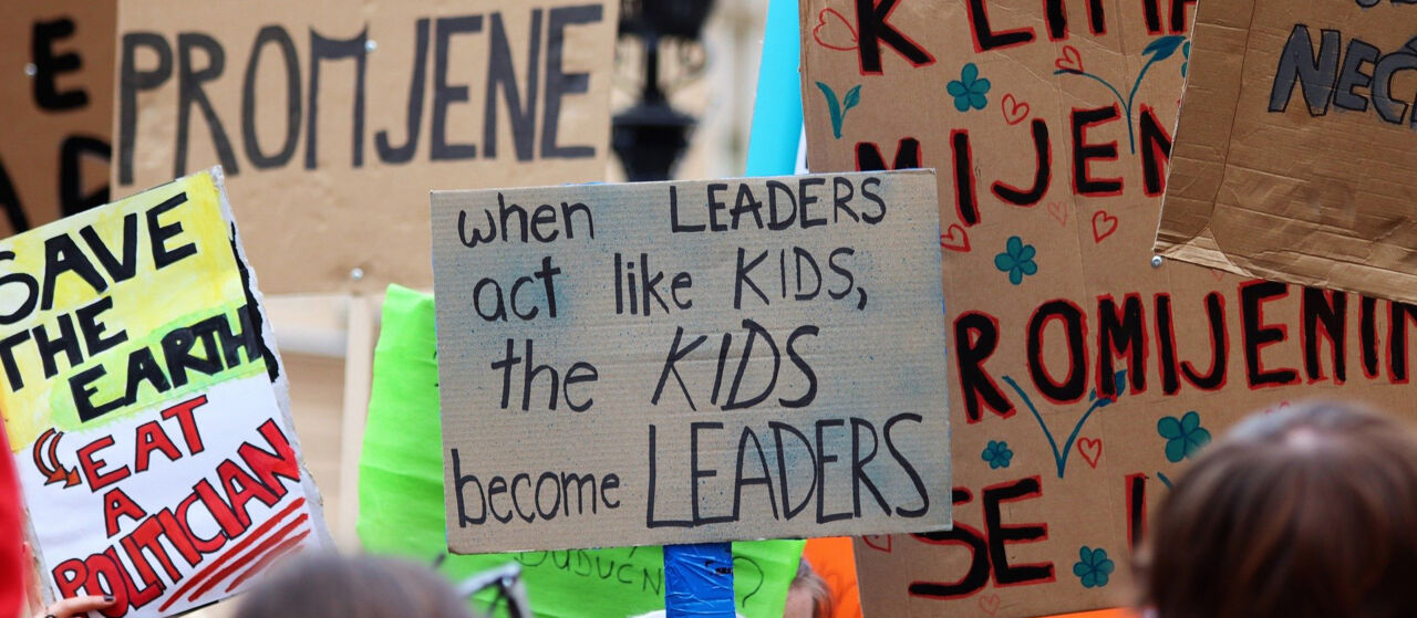 Banners at a demonstration