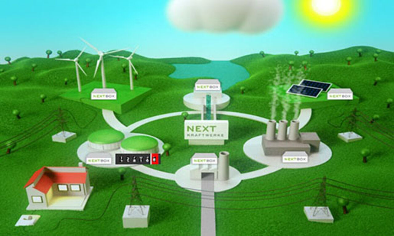 Power generation in an illustrated landscape