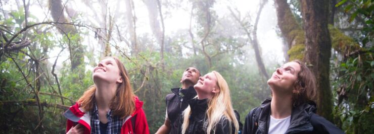 Students in the Amazon rainforest