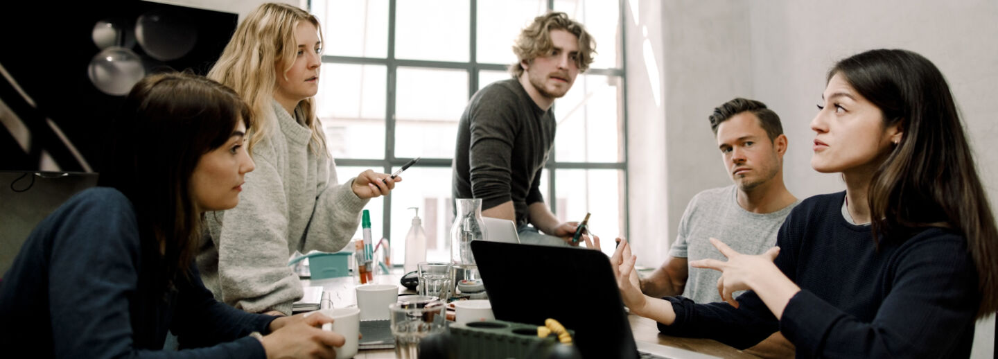 Group of students engaged in a conversation