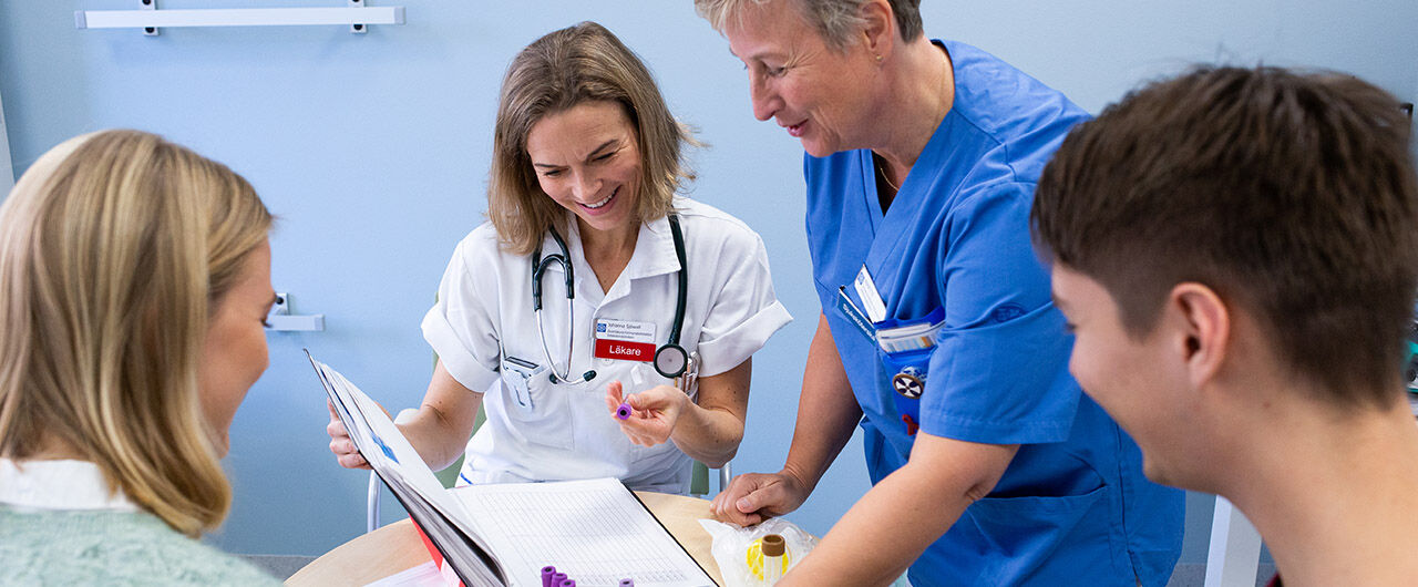 Johanna Sjöwall's research group discussing together.