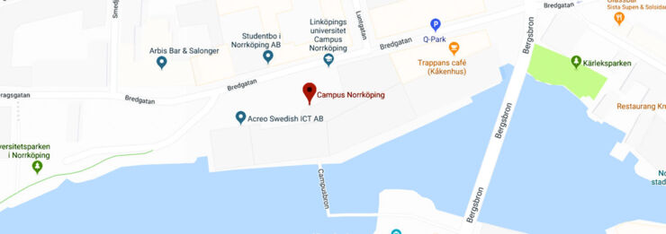 Google map showing the location of Campus Norrköping