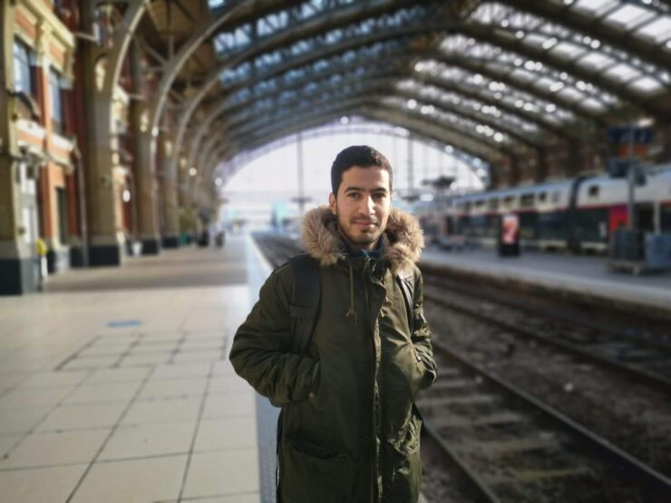 Abderrahman Ait Ali at a railway station