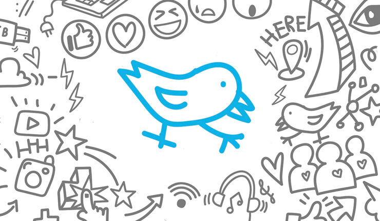 En grafik med twitter symbol