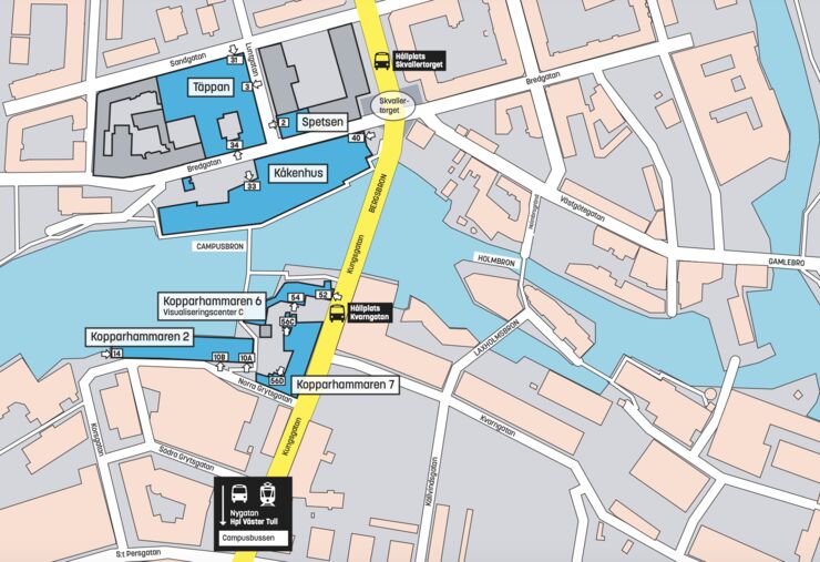 Karta över Campus Norrköping