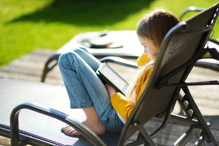 Girl reading ebook.