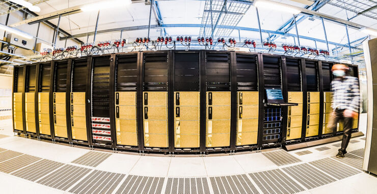 The supercomputer Berzelius photographed with fisheye lens.