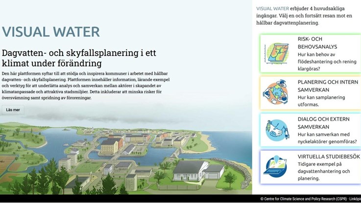 Webbsida för verktyget Visual Water.