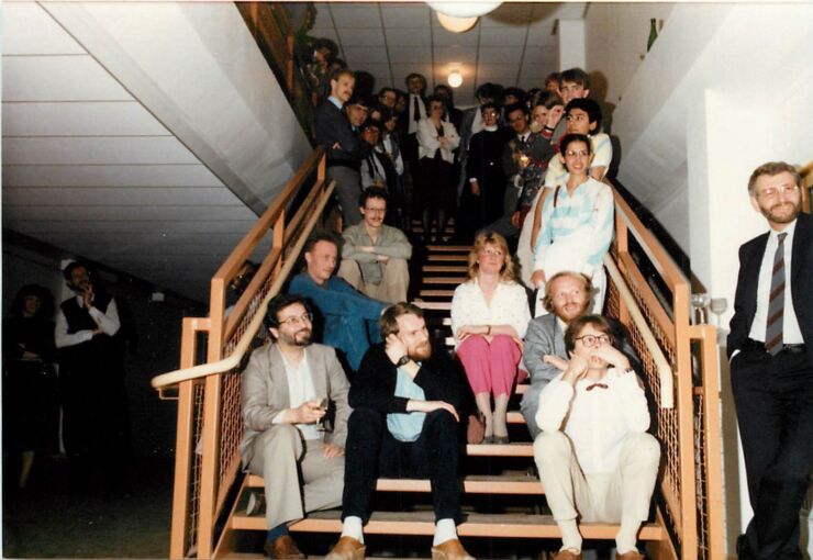 Bud Lawson, far right, in the Department of Computer and Information Science in the middle of the 1980s.