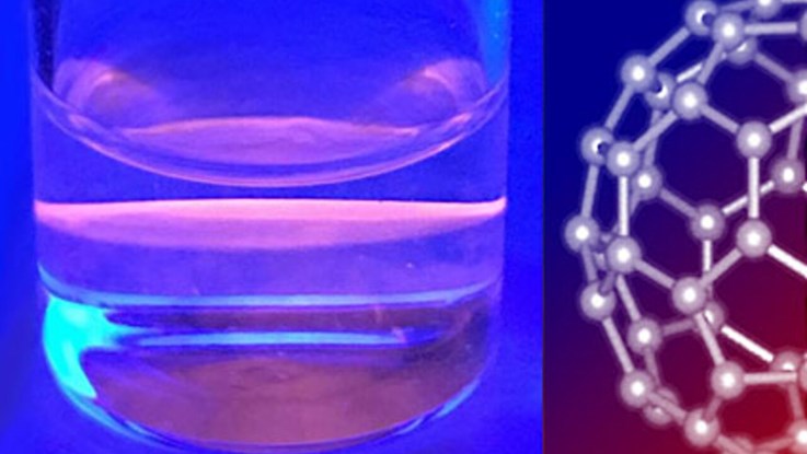 Bild på proteinfilm under UV-ljus.