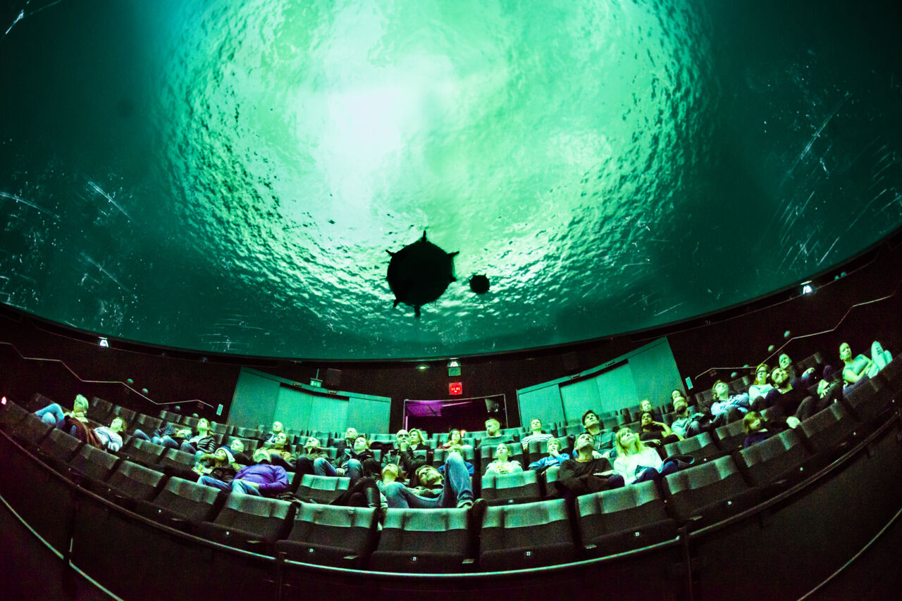 The Dome at Visualiseringscenter C with audience. 