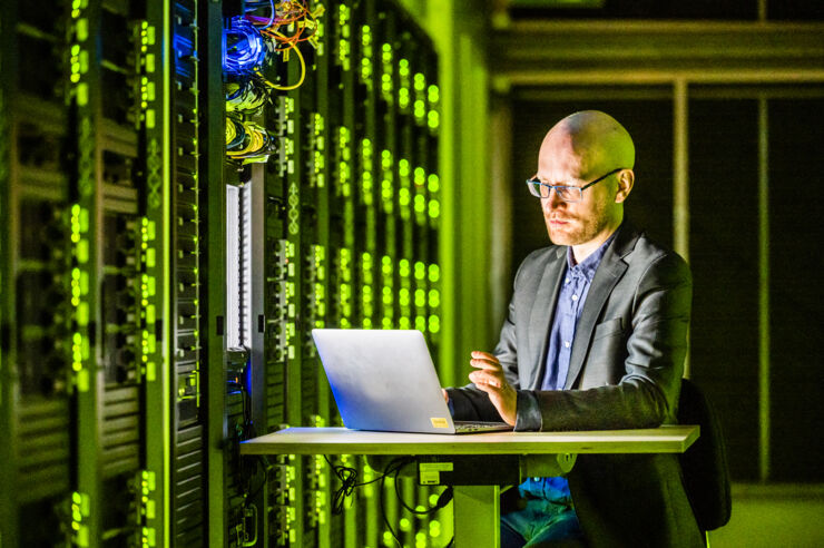 Jonas Björk in the computer centre at NSC.