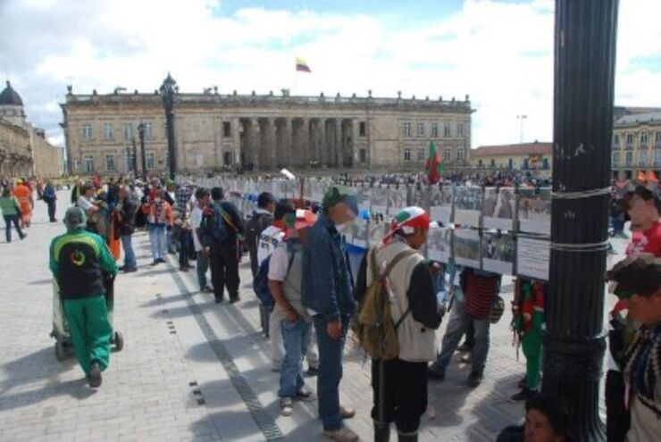 Street mobile memorials exhibiting state crimes in Colombia.