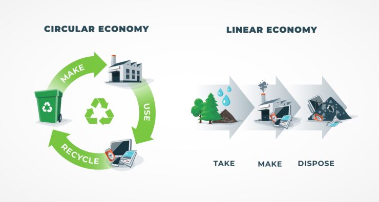 Graphic illustration of circular economy.