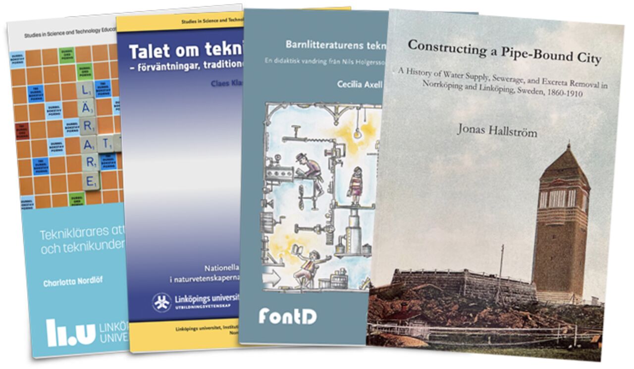 Olika avhandlingar i form av böcker ligger på varandra.