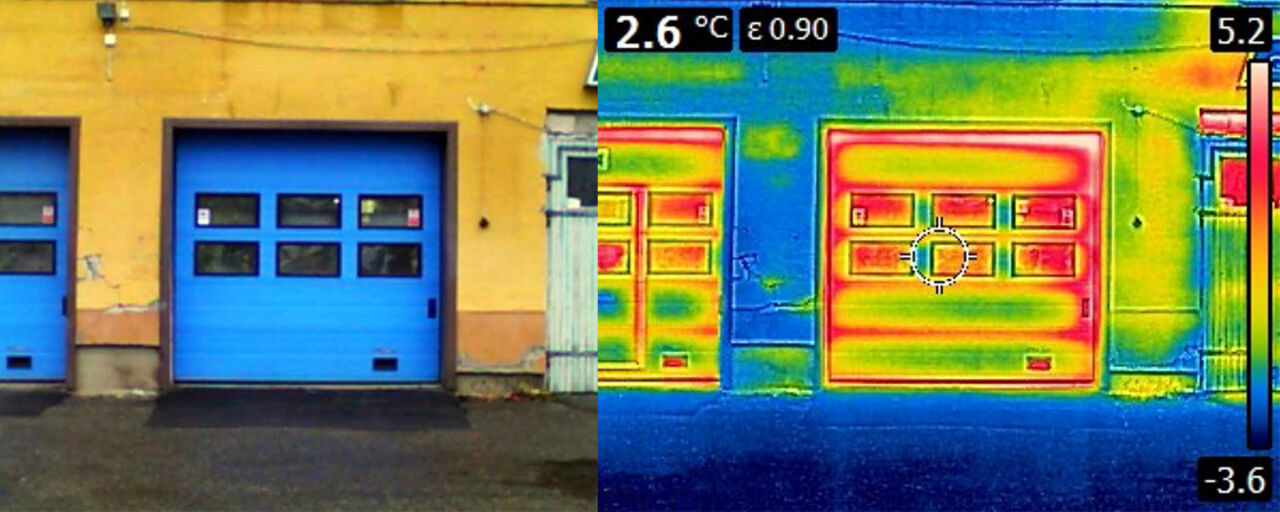 Industridörrar fotade med värmekamera