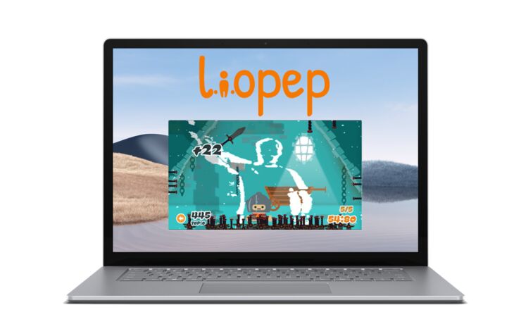 Bärbar dator med Liopep på skärmen